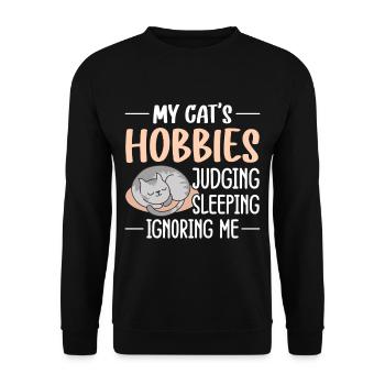Witziger Katzen Spruch - Unisex Pullover - Schwarz - Vorne - Alina (178cm) & Michal (187cm)