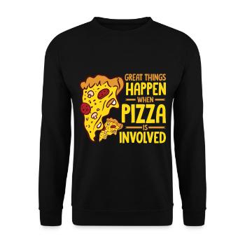 Drôle de dicton de pizza - Sweat-shirt Unisexe - noir - Devant - Alina (178cm) & Michal (187cm)