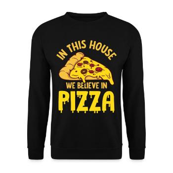 Drôle de dicton de pizza - Sweat-shirt Unisexe - noir - Devant - Alina (178cm) & Michal (187cm)