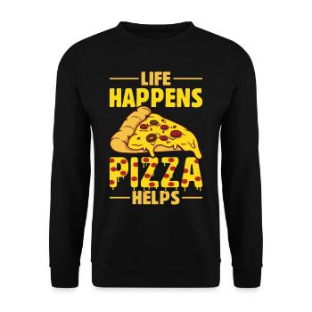 Drôle de dicton de pizza - Sweat-shirt Unisexe - noir - Devant - Alina (178cm) & Michal (187cm)