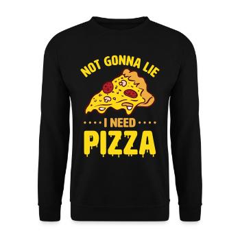 Funny pizza saying - Unisex Sweatshirt - black - Front - Alina (178cm) & Michal (187cm)