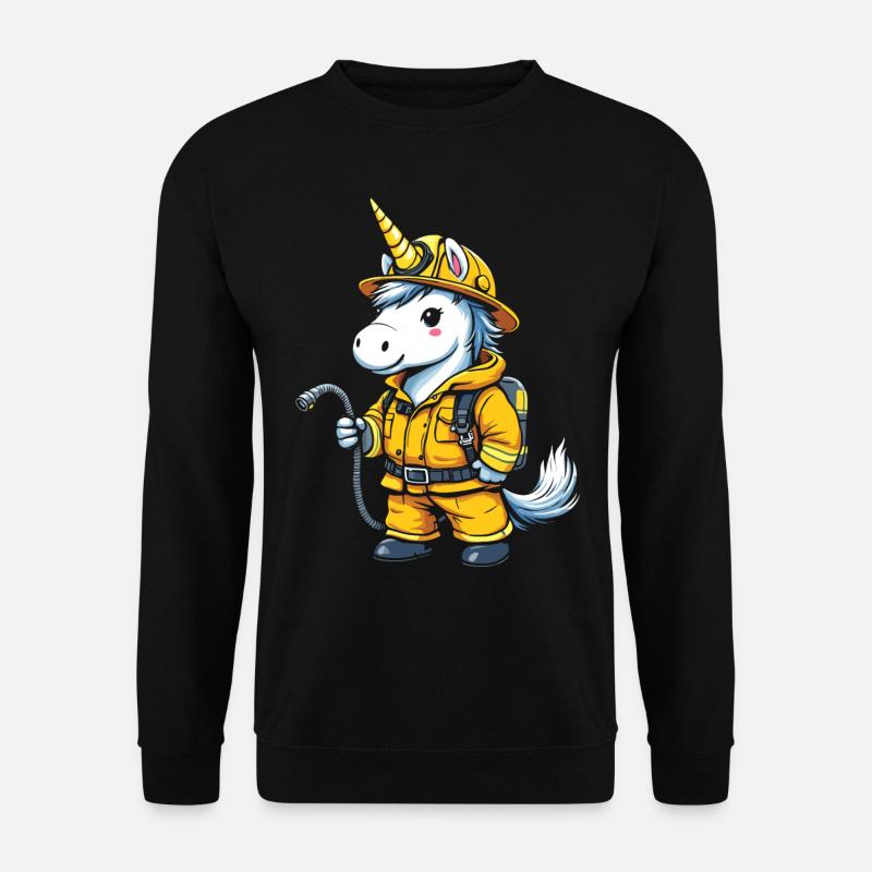 Feuerwehrmann Einhorn - Unisex Pullover - Schwarz