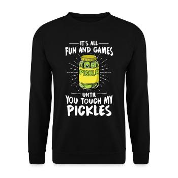 Dill Pickle Ich Gehöre Zu Den Pickles - Unisex Pullover - Schwarz - Vorne - Alina (178cm) & Michal (187cm)