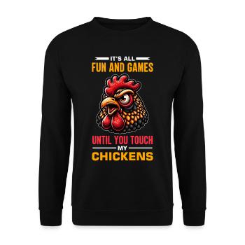 Poulets Poulets - Sweat-shirt Unisexe - noir - Devant - Alina (178cm) & Michal (187cm)