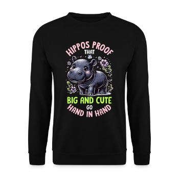 Nilpferd - Unisex Pullover - Schwarz - Vorne - Alina (178cm) & Michal (187cm)
