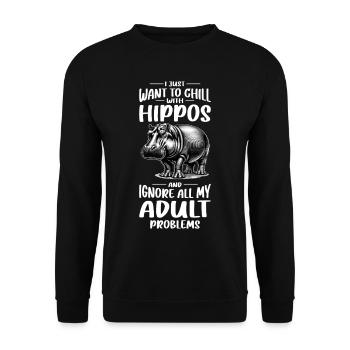 Nilpferd - Unisex Pullover - Schwarz - Vorne - Alina (178cm) & Michal (187cm)