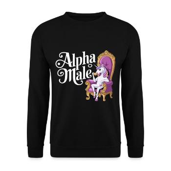 Rainbow Alpha Man Unicorn - Unisex Sweatshirt - black - Front - Alina (178cm) & Michal (187cm)