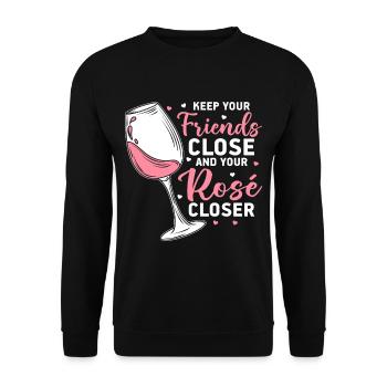 Wein Rosé - Unisex Pullover - Schwarz - Vorne - Alina (178cm) & Michal (187cm)
