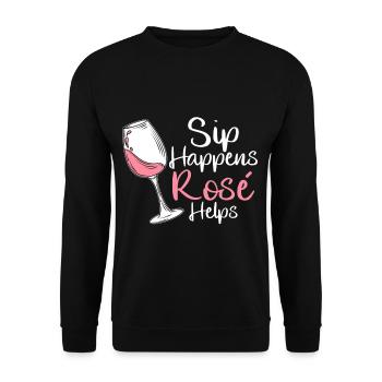 Wein Rosé - Unisex Pullover - Schwarz - Vorne - Alina (178cm) & Michal (187cm)