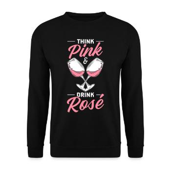 Wein Rosé - Unisex Pullover - Schwarz - Vorne - Alina (178cm) & Michal (187cm)