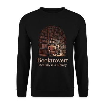 Booktrovert Book Reading - Unisex Sweatshirt - black - Front - Alina (178cm) & Michal (187cm)