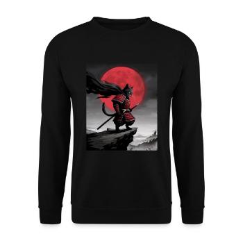 Kriegerkatze Japanische Katze Samurai Katze - Unisex Pullover - Schwarz - Vorne - Alina (178cm) & Michal (187cm)