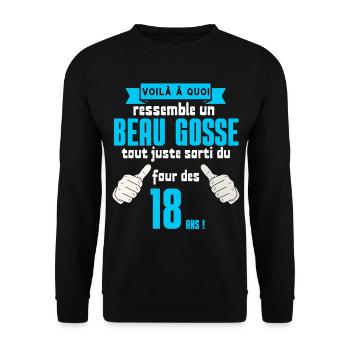 Humorous 18 Year Old Funny Boy Gift Idea - Unisex Sweatshirt - black - Front - Alina (178cm) & Michal (187cm)