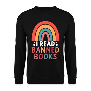 Reading forbidden books - Unisex Sweatshirt - black - Front - Alina (178cm) & Michal (187cm)