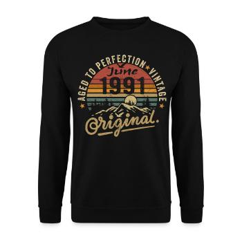 Anniversaire Juin 1991 Juin 1991 Juin 1991 - Sweat-shirt Unisexe - noir - Devant - Alina (178cm) & Michal (187cm)