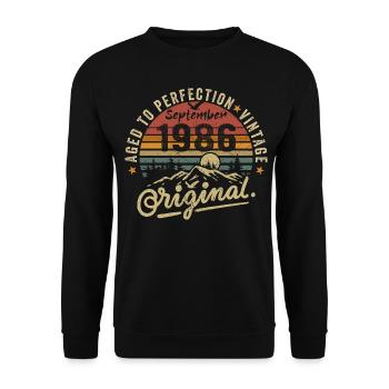 Septembre 1986 Anniversaire Septembre 1986 Septembre - Sweat-shirt Unisexe - noir - Devant - Alina (178cm) & Michal (187cm)