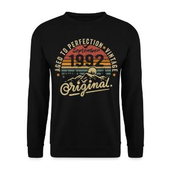 Septembre 1992 Anniversaire Septembre 1992 Septembre - Sweat-shirt Unisexe - noir - Devant - Alina (178cm) & Michal (187cm)