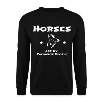 Horses are my favourite people - Pferdesprüche - Unisex Pullover - Schwarz - Vorne - Alina (178cm) & Michal (187cm)
