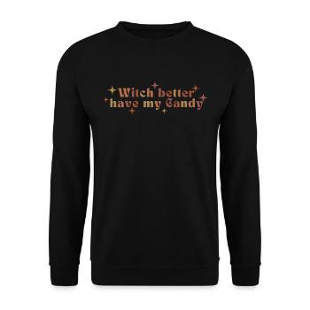 Hexe Habe lieber meine Süßigkeiten Halloween Herbstsaison - Unisex Pullover - Schwarz - Vorne - Alina (178cm) & Michal (187cm)
