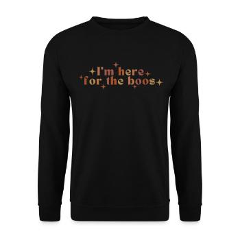 Ich bin hier für die Buhrufe Halloween-Herbstsaison - Unisex Pullover - Schwarz - Vorne - Alina (178cm) & Michal (187cm)