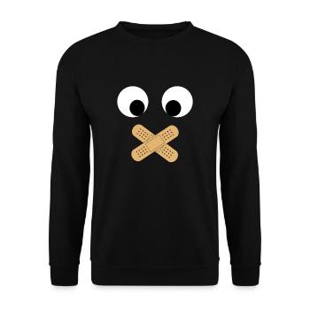 Gesicht Mund Verbieten lustiges Geschenk für Kind - Unisex Pullover - Schwarz - Vorne - Alina (178cm) & Michal (187cm)
