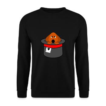 Mignon chien dans le chapeau magique magique magique cadeau - Sweat-shirt Unisexe - noir - Devant - Alina (178cm) & Michal (187cm)