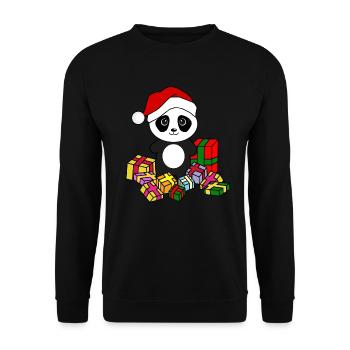 Panda with Christmas presents. Christmas - Unisex Sweatshirt - black - Front - Alina (178cm) & Michal (187cm)