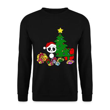 Panda Weihnachten Weihnachtsbaum - Unisex Pullover - Schwarz - Vorne - Alina (178cm) & Michal (187cm)