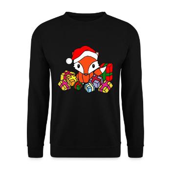 Christmas fox gifts Christmas present - Unisex Sweatshirt - black - Front - Alina (178cm) & Michal (187cm)