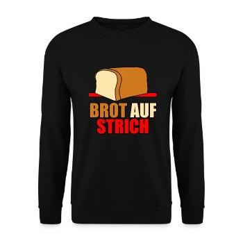 Brotaufstrich Brot auf Strich Wortspiel Lustig - Unisex Pullover - Schwarz - Vorne - Alina (178cm) & Michal (187cm)