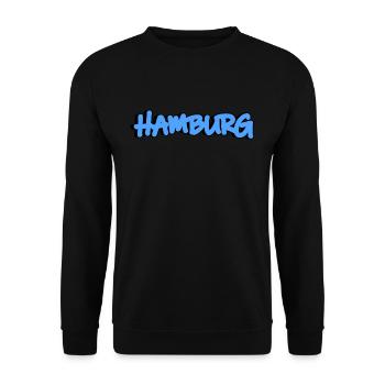 Hamburg in blue graffiti - Unisex Sweatshirt - black - Front - Alina (178cm) & Michal (187cm)