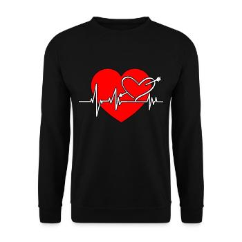 Coeur coeur EKG coeur ligne avec partenaire amour flèche - Sweat-shirt Unisexe - noir - Devant - Alina (178cm) & Michal (187cm)