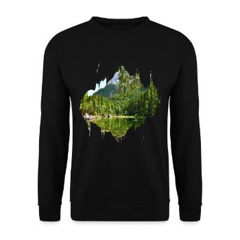 Farbfleck Splash Naturlandschaft - Unisex Pullover - Schwarz - Vorne - Alina (178cm) & Michal (187cm)