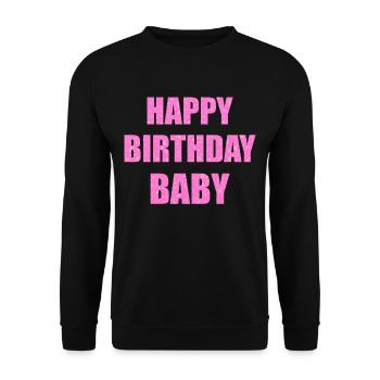 Rosa Glitzer Happy Birthday Baby Funkeln Geschenk - Unisex Pullover - Schwarz - Vorne - Alina (178cm) & Michal (187cm)