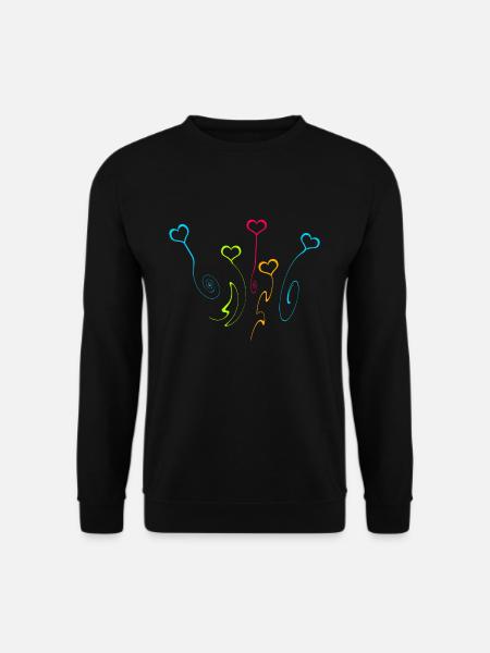 Bunte Herzen verschieden Formen Deko - Unisex Pullover - Schwarz