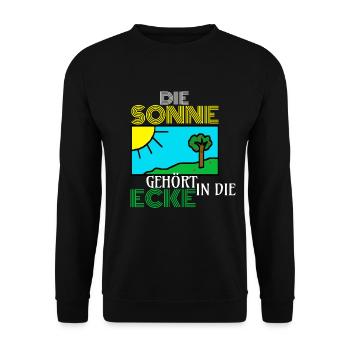 Die Sonne gehört in die Ecke Geschenk - Unisex Pullover - Schwarz - Vorne - Alina (178cm) & Michal (187cm)