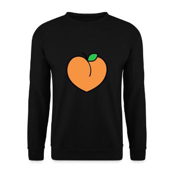 Pfirsich in Herzform Geschenk - Unisex Pullover - Schwarz - Vorne - Alina (178cm) & Michal (187cm)