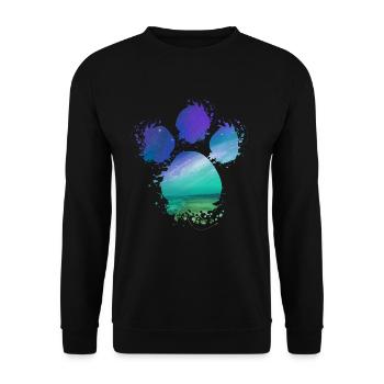 Polarlichter Hundepfote Farbfleck Splash - Unisex Pullover - Schwarz - Vorne - Alina (178cm) & Michal (187cm)