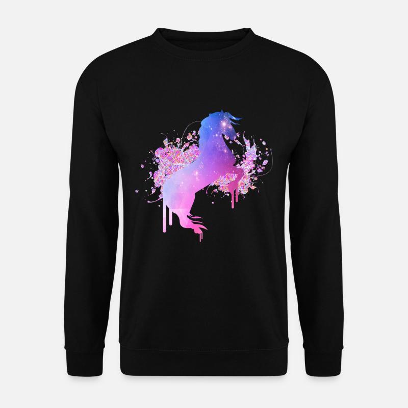 Rosa Pferd Farbfleck - Unisex Pullover - Schwarz