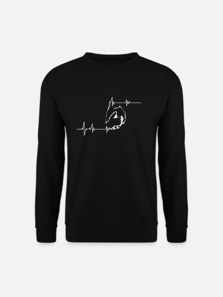 Vater Sohn/ Tochter EKG Herzlinie 2 Herzen - Unisex Pullover - Schwarz
