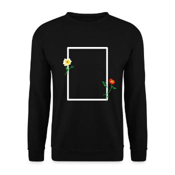 Cadre blanc à décor floral - Sweat-shirt Unisexe - noir - Devant - Alina (178cm) & Michal (187cm)