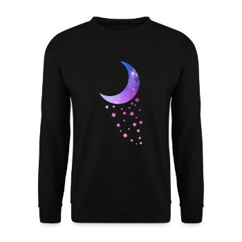 Crescent moon with stars Galaxy Gift - Unisex Sweatshirt - black - Front - Alina (178cm) & Michal (187cm)