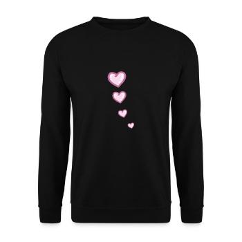 Pink hearts gift in a row - Unisex Sweatshirt - black - Front - Alina (178cm) & Michal (187cm)