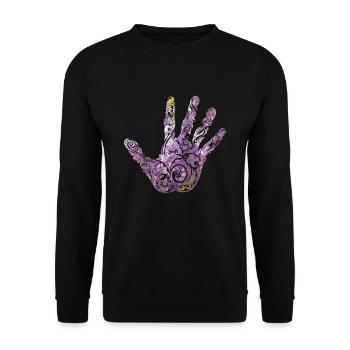 Main de lavande avec cadeau de motif de fleur - Sweat-shirt Unisexe - noir - Devant - Alina (178cm) & Michal (187cm)