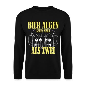 Alkohol Spruch Bier Augen sehen mehr als zwei - Unisex Pullover - Schwarz - Vorne - Alina (178cm) & Michal (187cm)