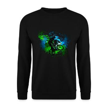BMX Fahrradfahrt Farbfleck Deko Geschenk - Unisex Pullover - Schwarz - Vorne - Alina (178cm) & Michal (187cm)
