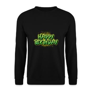 Happy Birthday Graffiti Inscription - Sweat-shirt Unisexe - noir - Devant - Alina (178cm) & Michal (187cm)