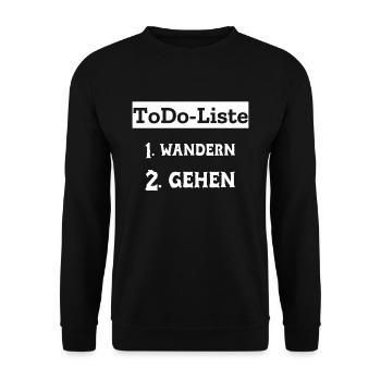 To Do Liste Aufgabenliste Wandern - Unisex Pullover - Schwarz - Vorne - Alina (178cm) & Michal (187cm)