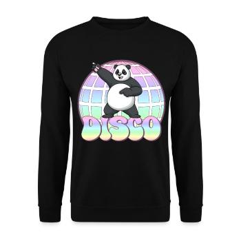 Panda Bär Tanzen Disco Party 70er Jahre Discokugel - Unisex Pullover - Schwarz - Vorne - Alina (178cm) & Michal (187cm)