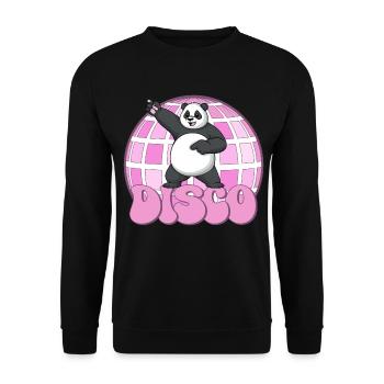 Panda Bär Tanzen Disco Party 70er Jahre Discokugel - Unisex Pullover - Schwarz - Vorne - Alina (178cm) & Michal (187cm)